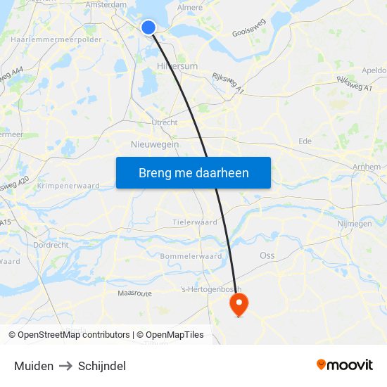 Muiden to Schijndel map