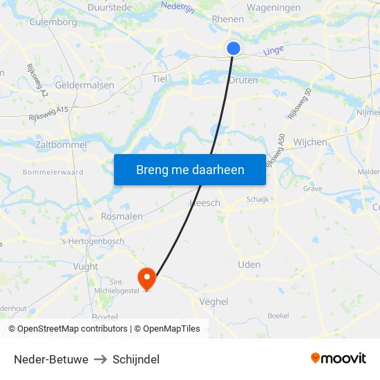 Neder-Betuwe to Schijndel map