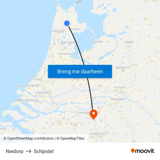 Niedorp to Schijndel map