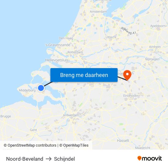 Noord-Beveland to Schijndel map