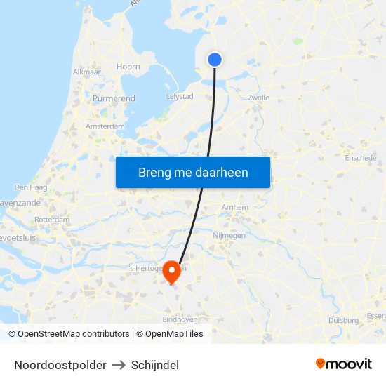 Noordoostpolder to Schijndel map