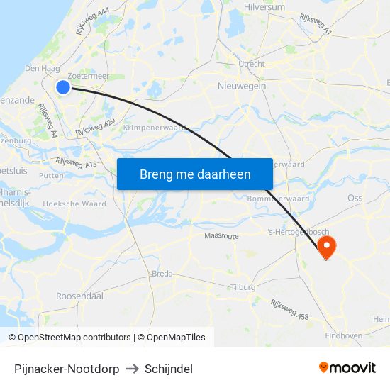 Pijnacker-Nootdorp to Schijndel map