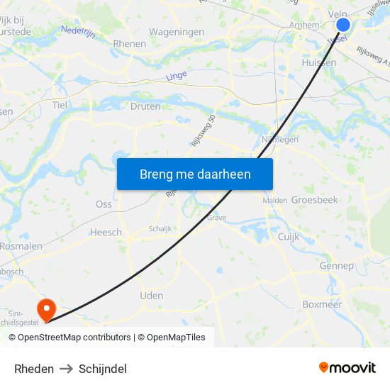 Rheden to Schijndel map