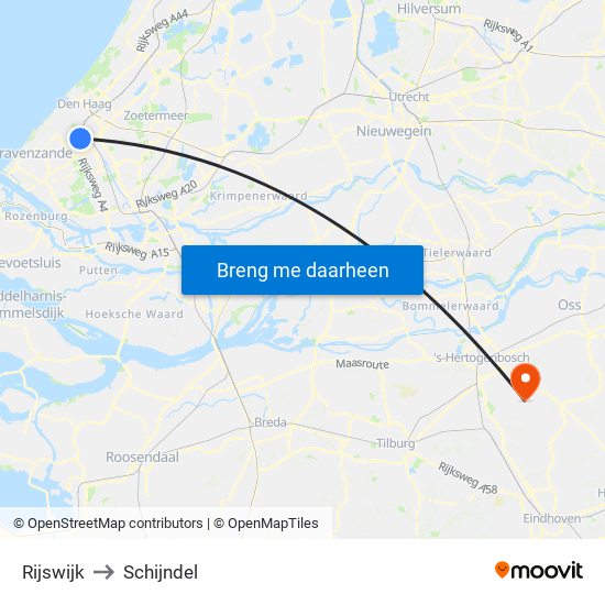 Rijswijk to Schijndel map