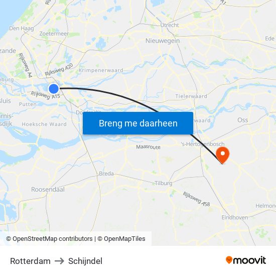 Rotterdam to Schijndel map