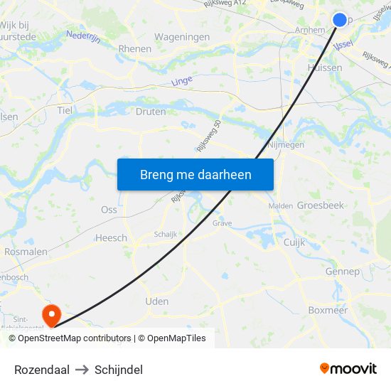 Rozendaal to Schijndel map