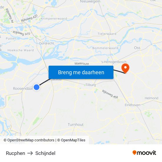 Rucphen to Schijndel map