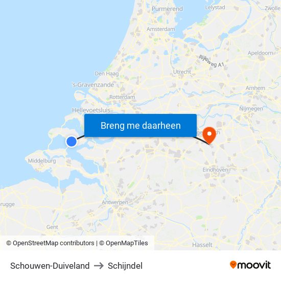 Schouwen-Duiveland to Schijndel map