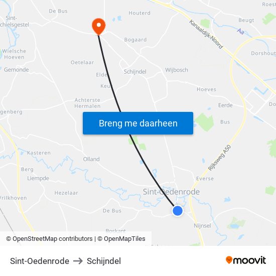 Sint-Oedenrode to Schijndel map