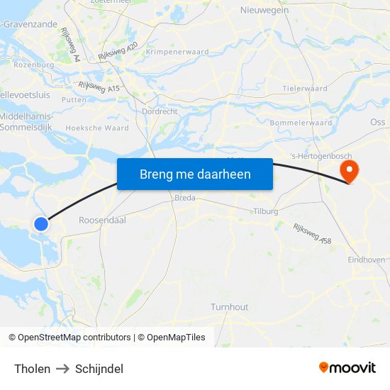 Tholen to Schijndel map