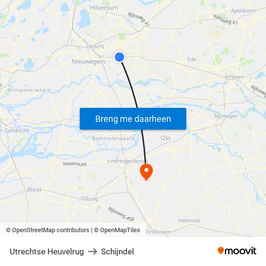 Utrechtse Heuvelrug to Schijndel map