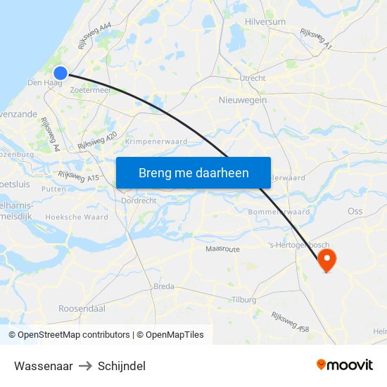 Wassenaar to Schijndel map