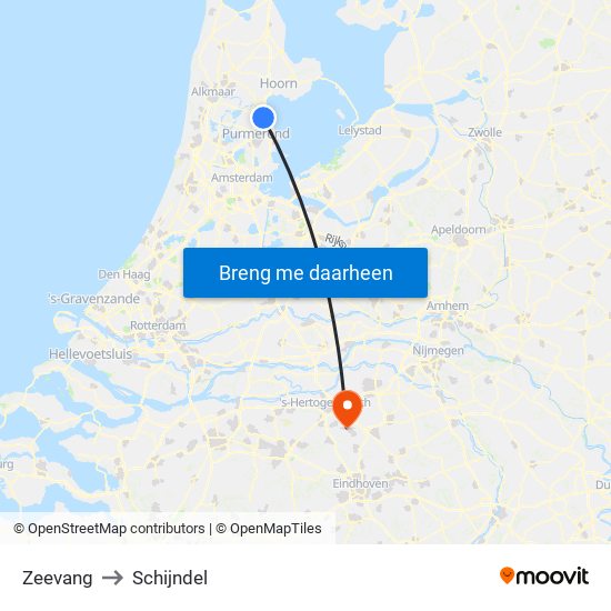 Zeevang to Schijndel map