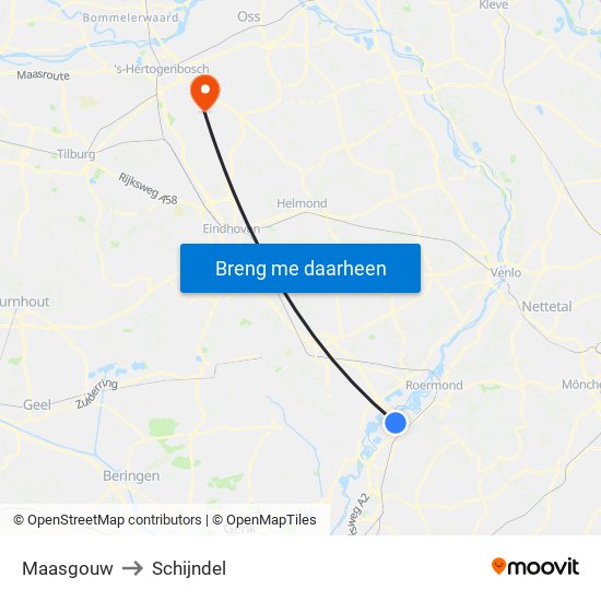Maasgouw to Schijndel map