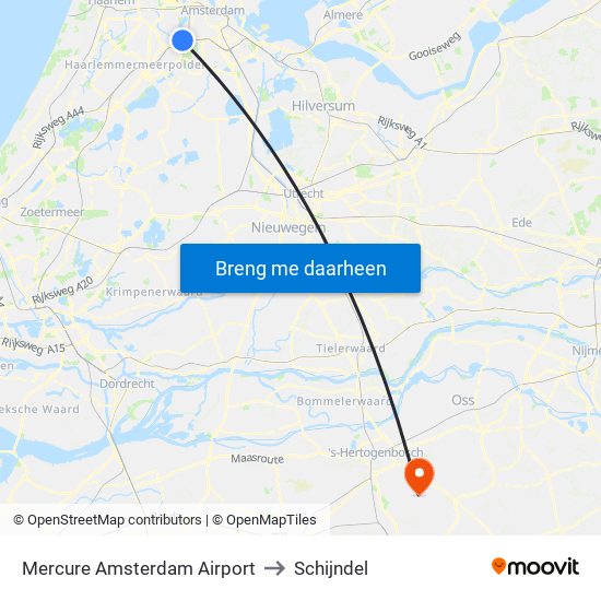 Mercure Amsterdam Airport to Schijndel map