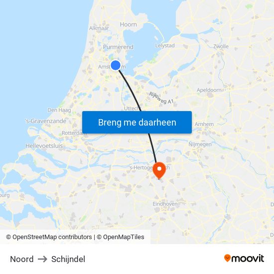 Noord to Schijndel map