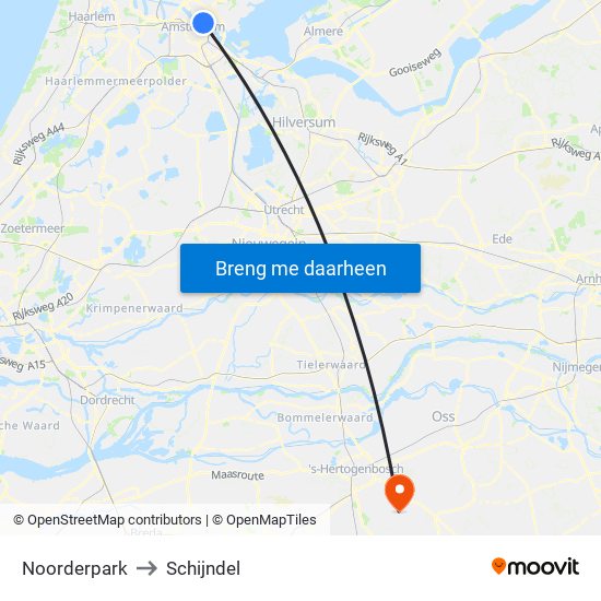 Noorderpark to Schijndel map