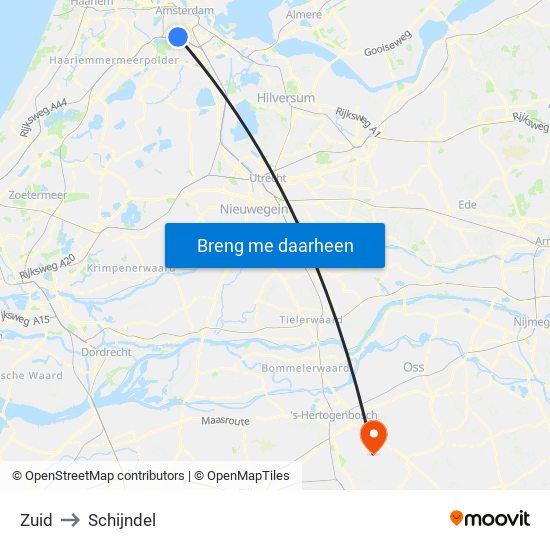 Zuid to Schijndel map