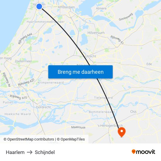Haarlem to Schijndel map