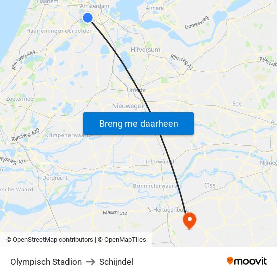 Olympisch Stadion to Schijndel map