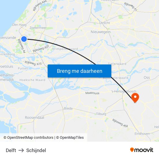 Delft to Schijndel map
