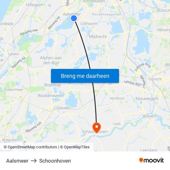 Aalsmeer to Schoonhoven map