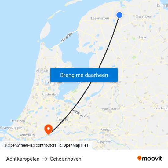 Achtkarspelen to Schoonhoven map