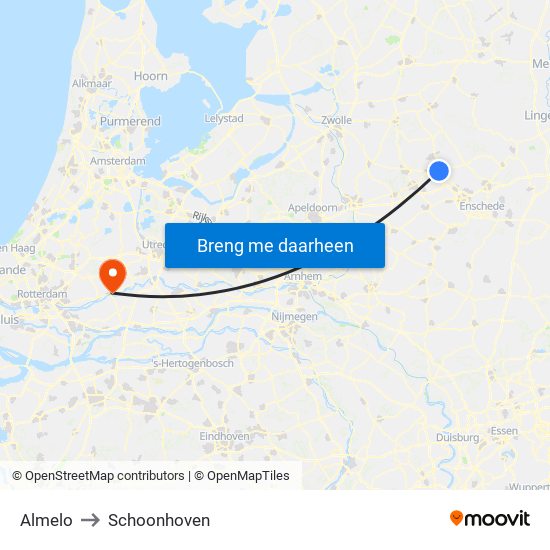 Almelo to Schoonhoven map