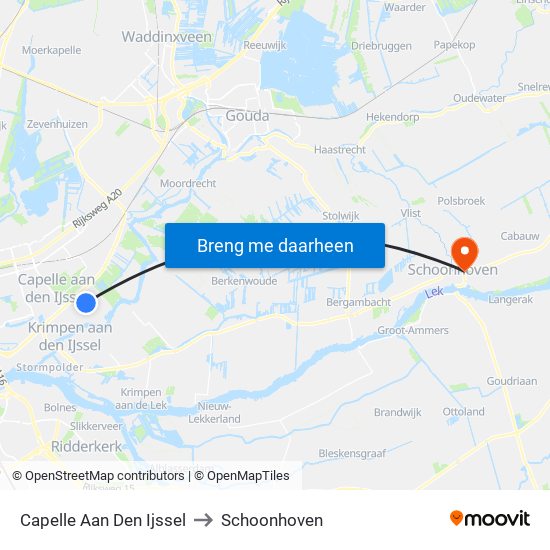 Capelle Aan Den Ijssel to Schoonhoven map