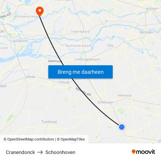Cranendonck to Schoonhoven map
