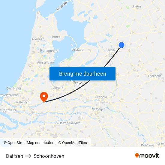 Dalfsen to Schoonhoven map