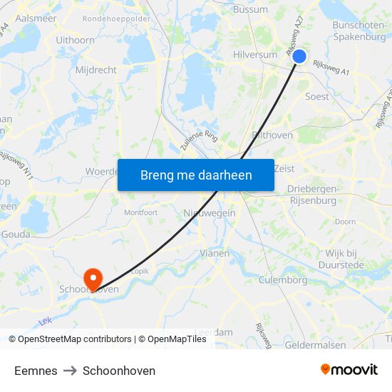 Eemnes to Schoonhoven map
