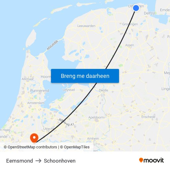 Eemsmond to Schoonhoven map