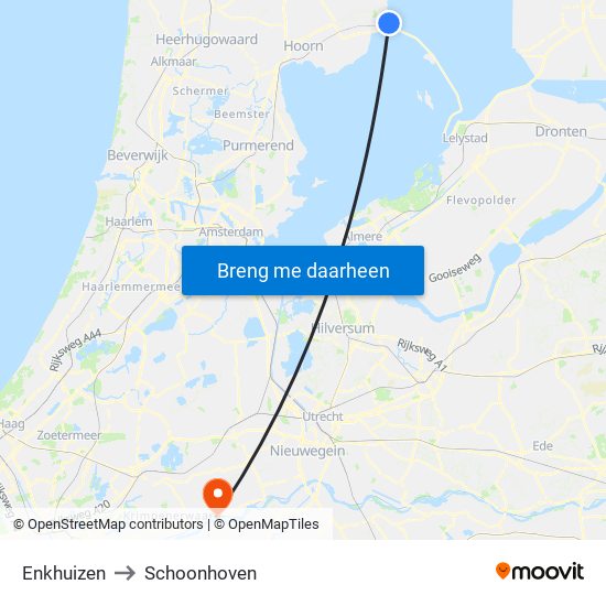 Enkhuizen to Schoonhoven map