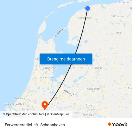 Ferwerderadiel to Schoonhoven map