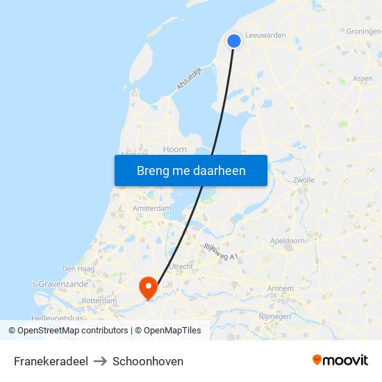 Franekeradeel to Schoonhoven map