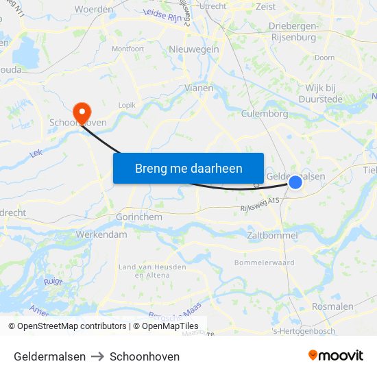Geldermalsen to Schoonhoven map