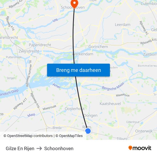Gilze En Rijen to Schoonhoven map