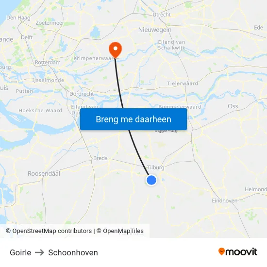 Goirle to Schoonhoven map