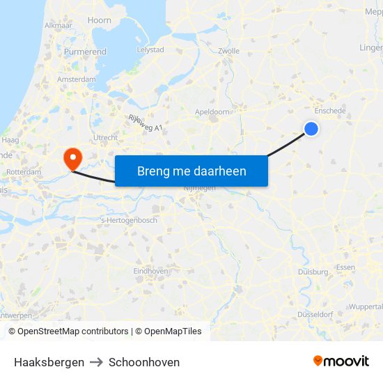 Haaksbergen to Schoonhoven map