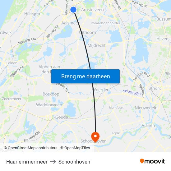 Haarlemmermeer to Schoonhoven map