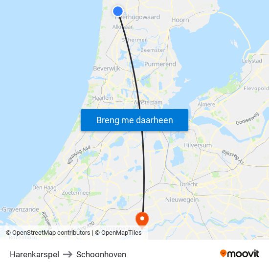 Harenkarspel to Schoonhoven map