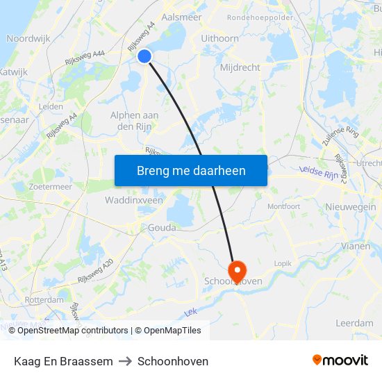 Kaag En Braassem to Schoonhoven map