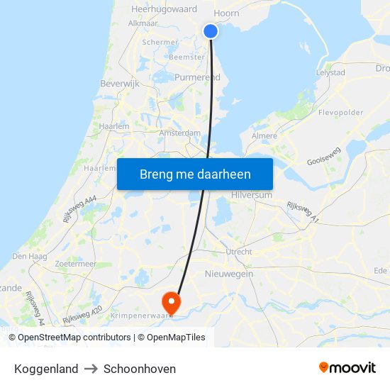 Koggenland to Schoonhoven map