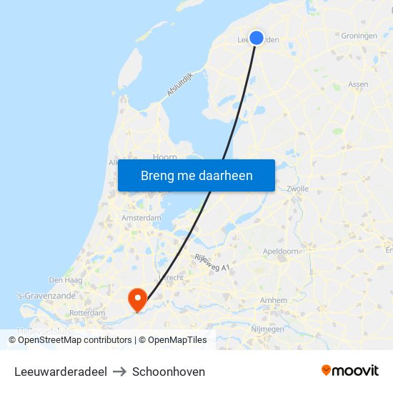 Leeuwarderadeel to Schoonhoven map