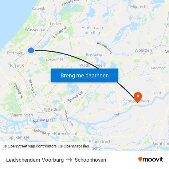 Leidschendam-Voorburg to Schoonhoven map