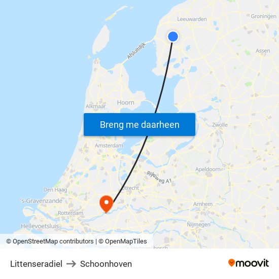 Littenseradiel to Schoonhoven map