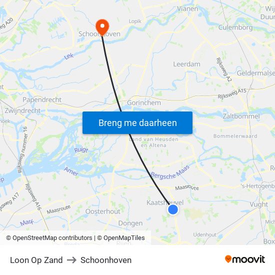 Loon Op Zand to Schoonhoven map