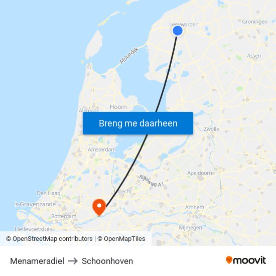 Menameradiel to Schoonhoven map