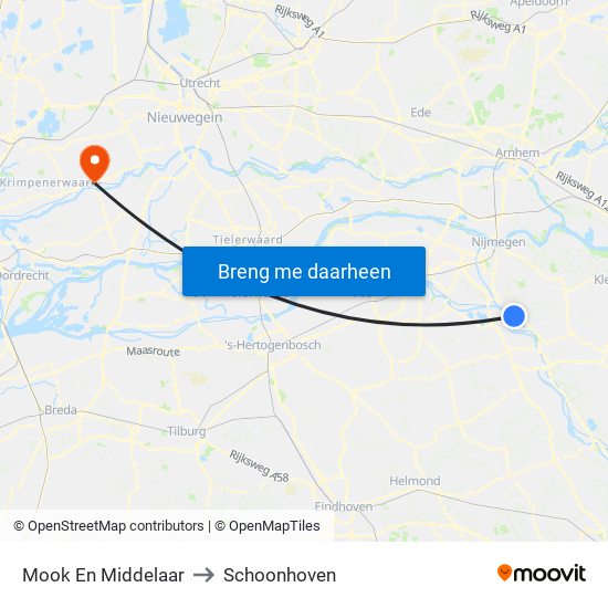 Mook En Middelaar to Schoonhoven map
